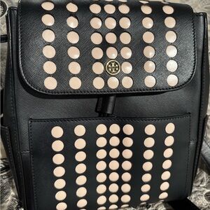 Tory Burch Black and Tan Dot Backpack